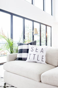 Modern City Pillow Cover - Linen and Ivory